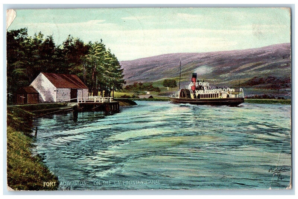Fort Augustus On The Caledonian Canal Steamer Ship Tuck's Antique Postcard