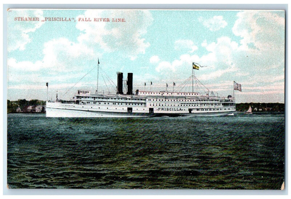 c1905 Steamer Ship Priscilla Fall River Line Massachusetts MA Antique Postcard