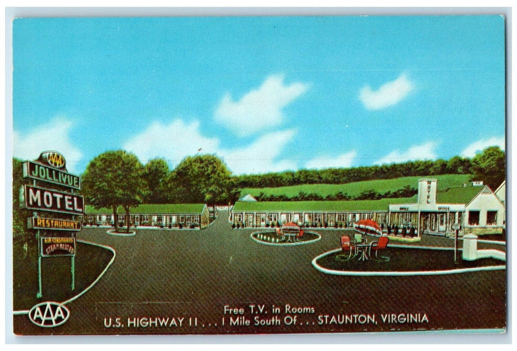 c1960's Jollivue Motel & Restaurant Staunton Virginia VA Vintage Postcard