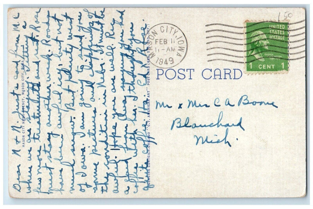 1949 State Street Bridge Willow Creek Mason City Iowa IA Posted Vintage Postcard