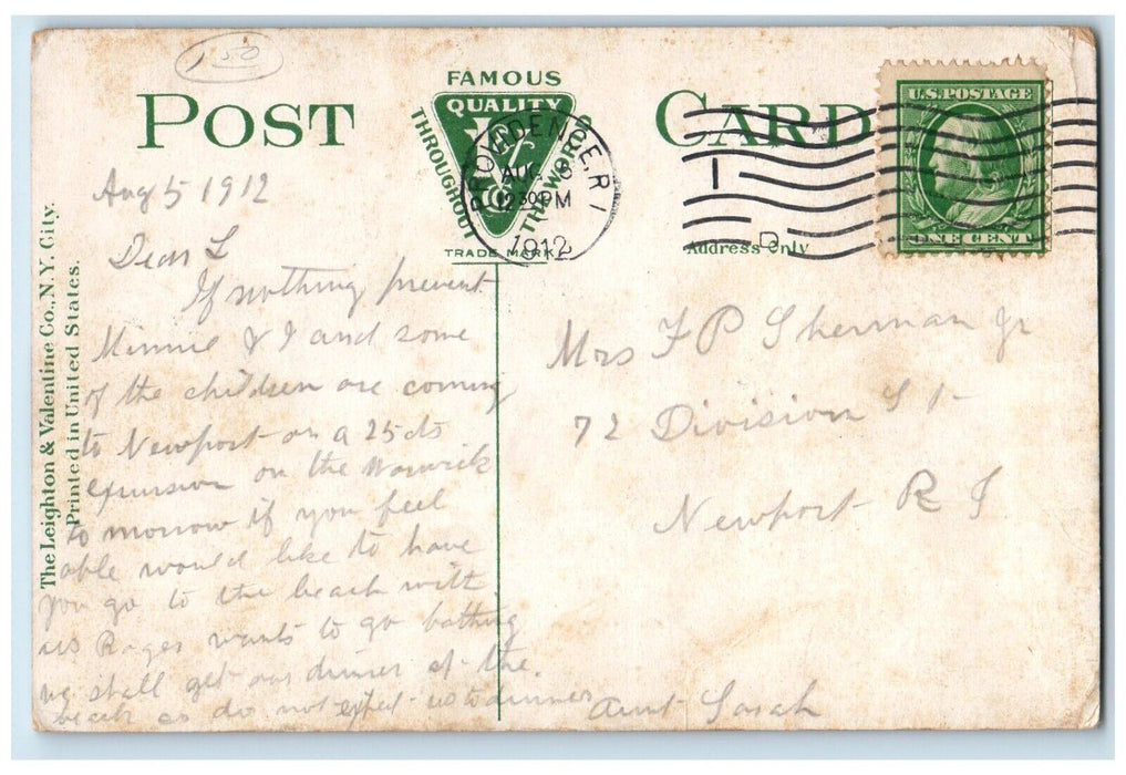 1912 John Hay Library Brown University Providence Rhode Island Vintage Postcard