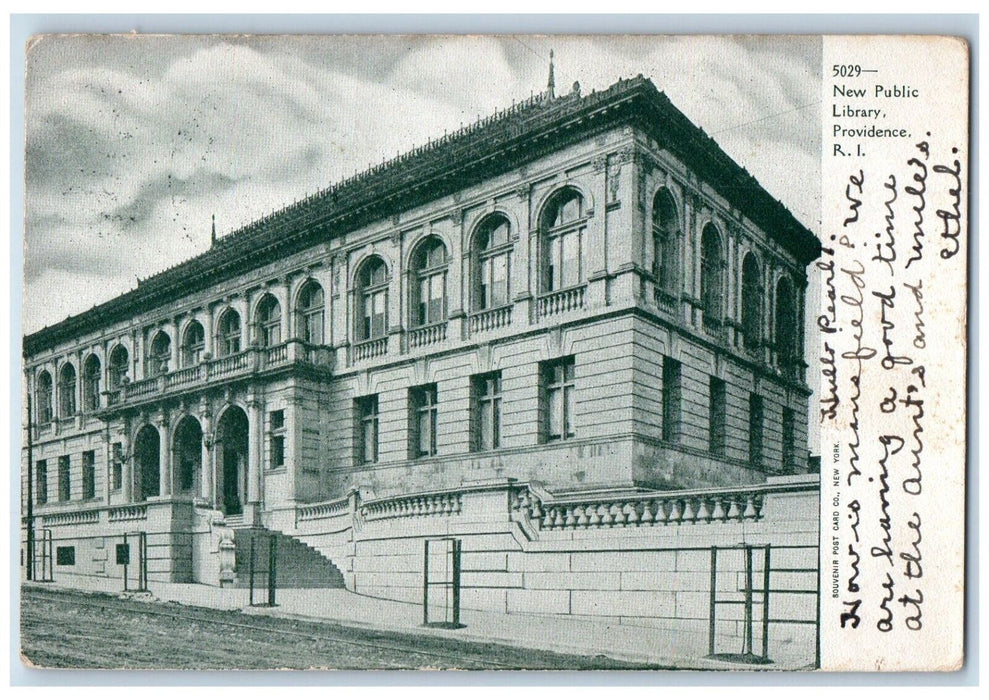 1905 New Public Library Green Ink Providence Rhode Island RI Vintage Postcard