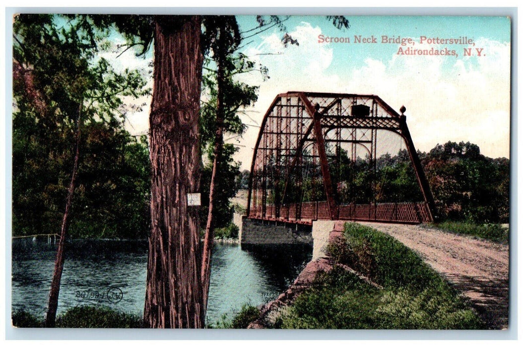 c1905 Scroon Neck Bridge Pottersville Adirondacks New York NY Postcard