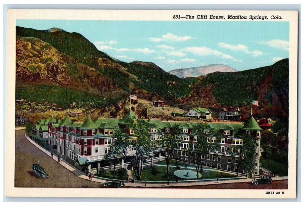 c1940 Cliff House Mountain Building View Manitou Springs Colorado CO Postcard