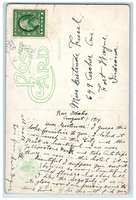 1914 Front View Of Hotel Building Utah Salt Lake City Utah UT Antique Postcard