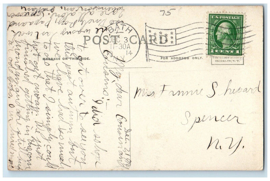 1914 Baptist Church Chapel Exterior Building Street Road Bath New York Postcard