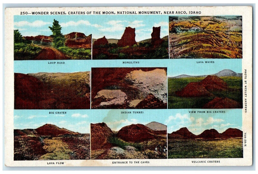 Wonder Scenes Craters Of The Moon National Monument Arco ID Multiview Postcard