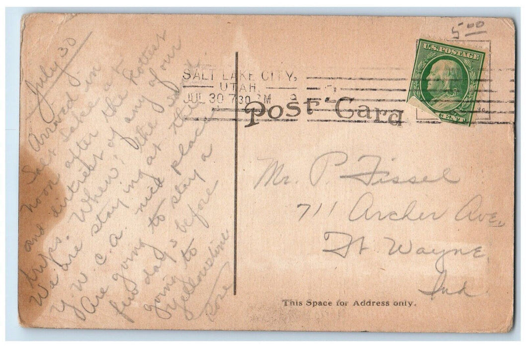 Boston New House Buildings Business District Car Salt Lake City UT Postcard