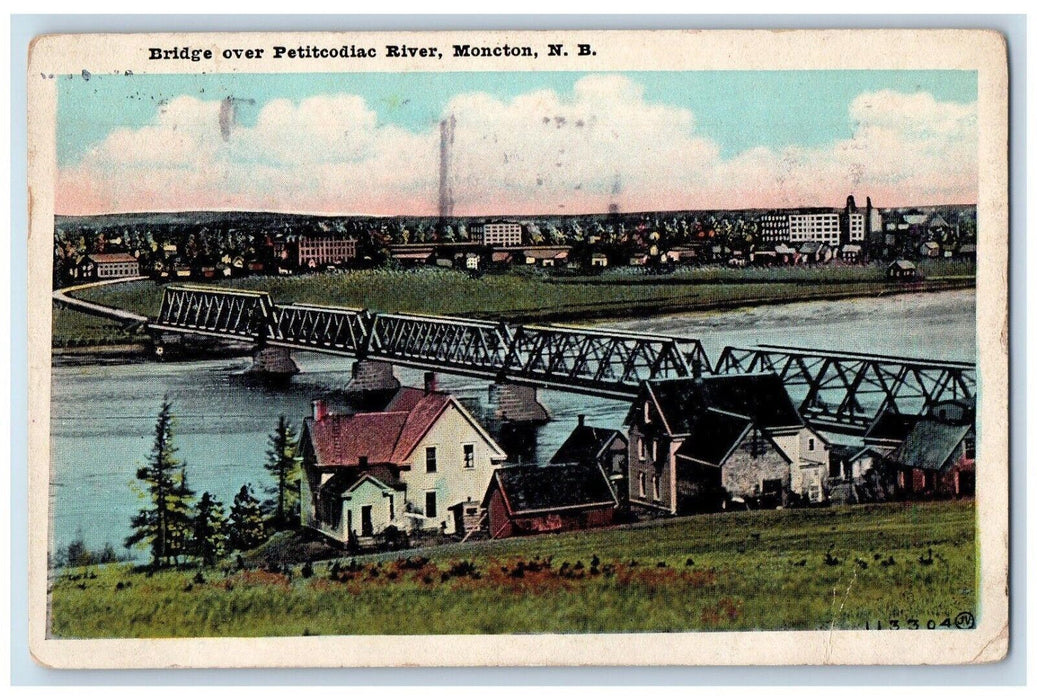 1926 Bridge Over Petitcodiac River Moncton Nebraska NE Posted Vintage Postcard