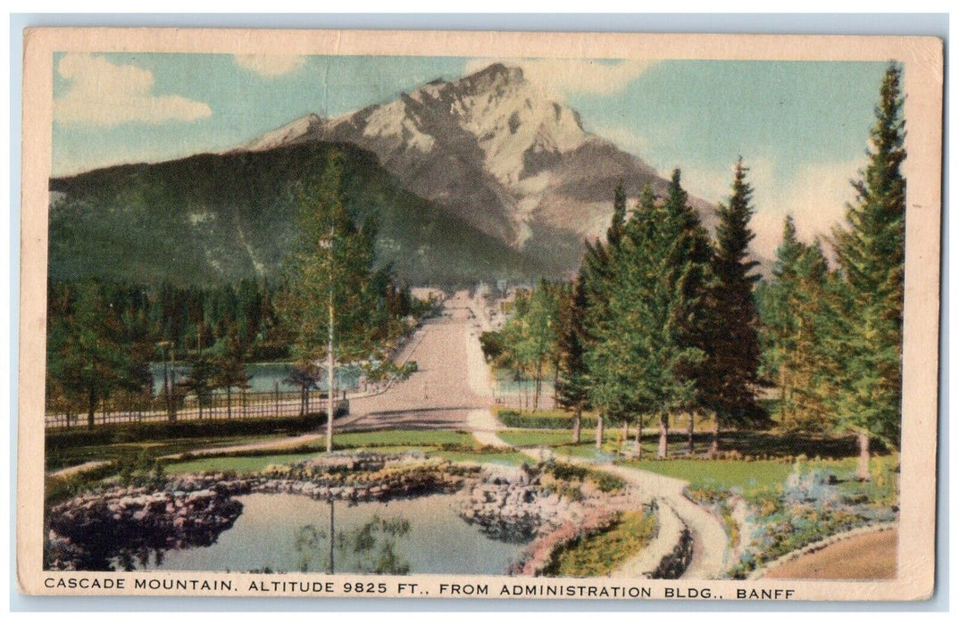 Cascade Mountain From Administration Building Banff Canada Posted Postcard