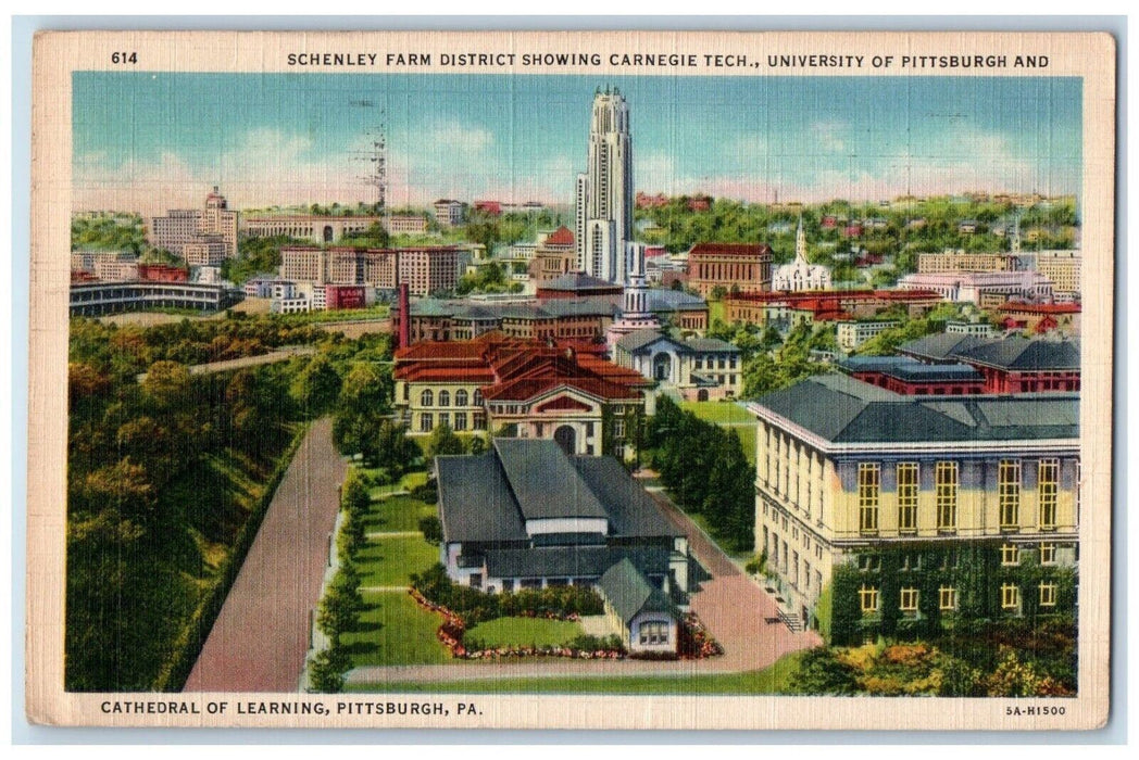 1937 Schenley Farm District Carnegie Tech University Of Pittsburg PA Postcard