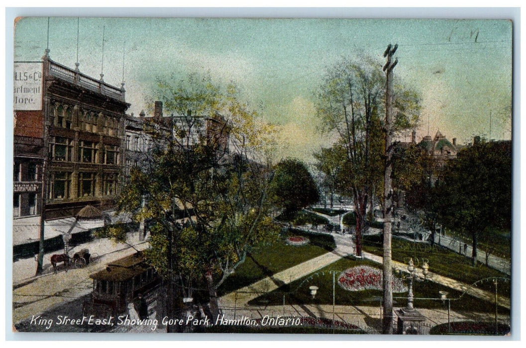 1907 King Street East Showing Gore Park Hamilton Ontario Canada Postcard