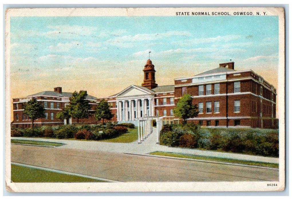 1927 State Normal School Building Street View Oswego New York NY Posted Postcard