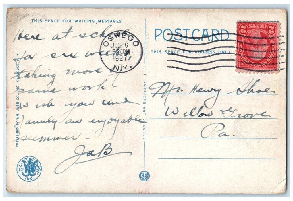 1927 State Normal School Building Street View Oswego New York NY Posted Postcard