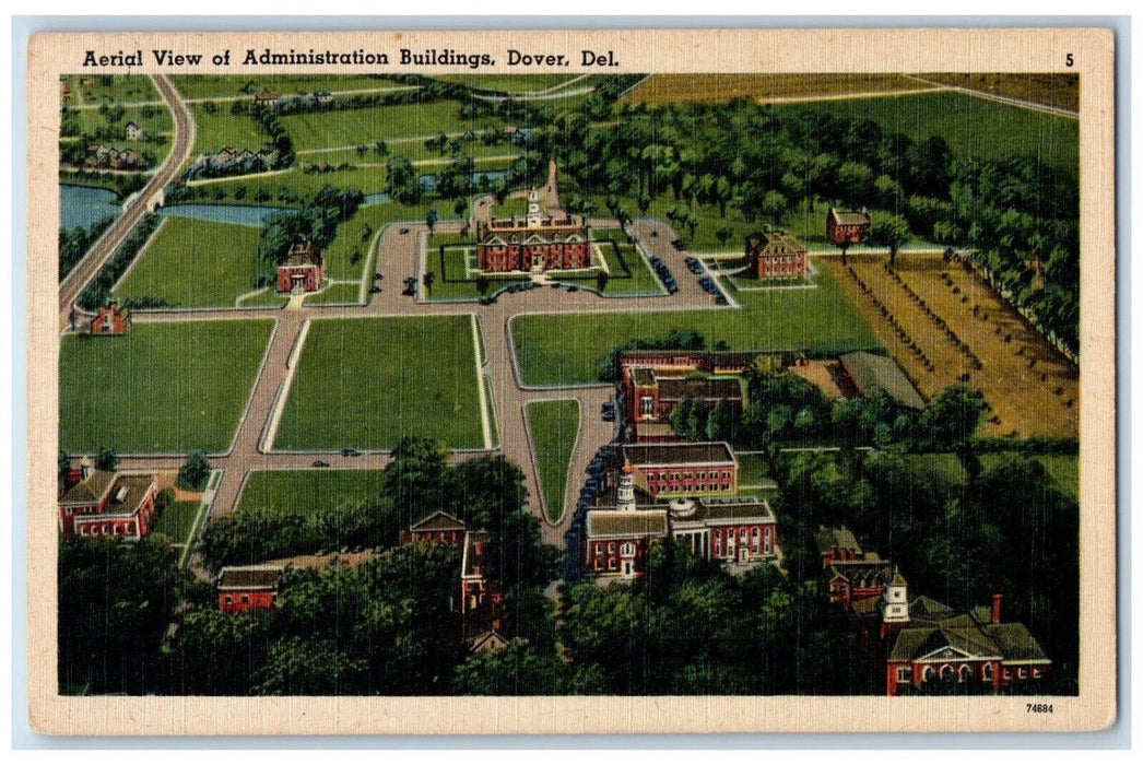 Aerial View Of Administration Building Dover Delaware DE Vintage Postcard