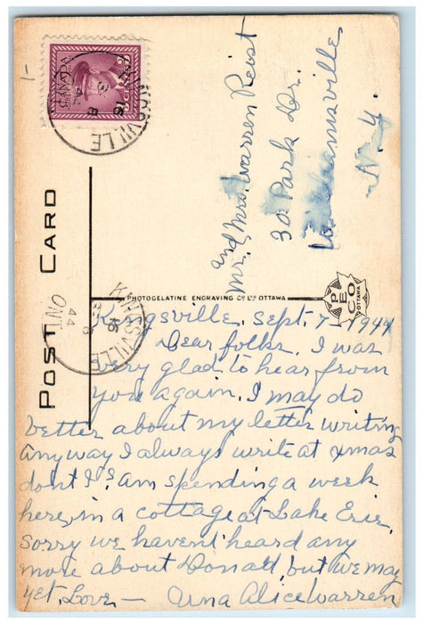 1944 Golf Course Club House Kingsville Ontario Canada Vintage Postcard