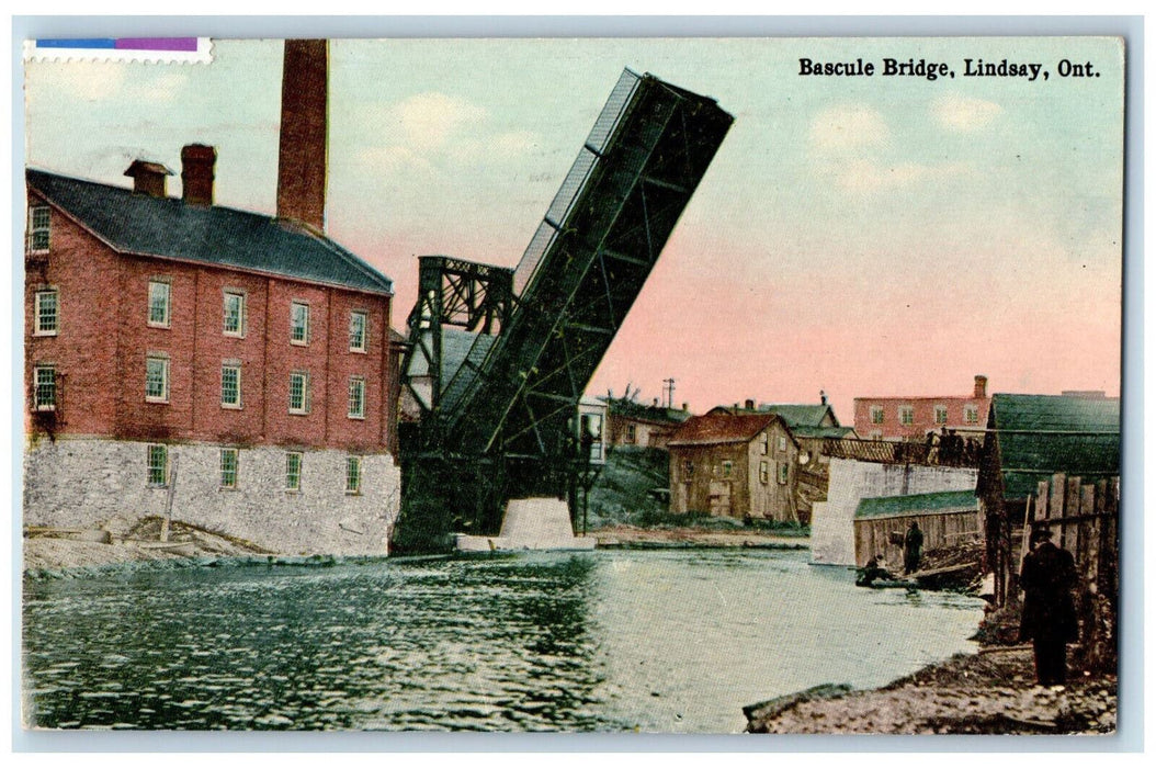 1975 Water Scene, Bascule Bridge, Lindsay Ontario Canada Posted Vintage Postcard