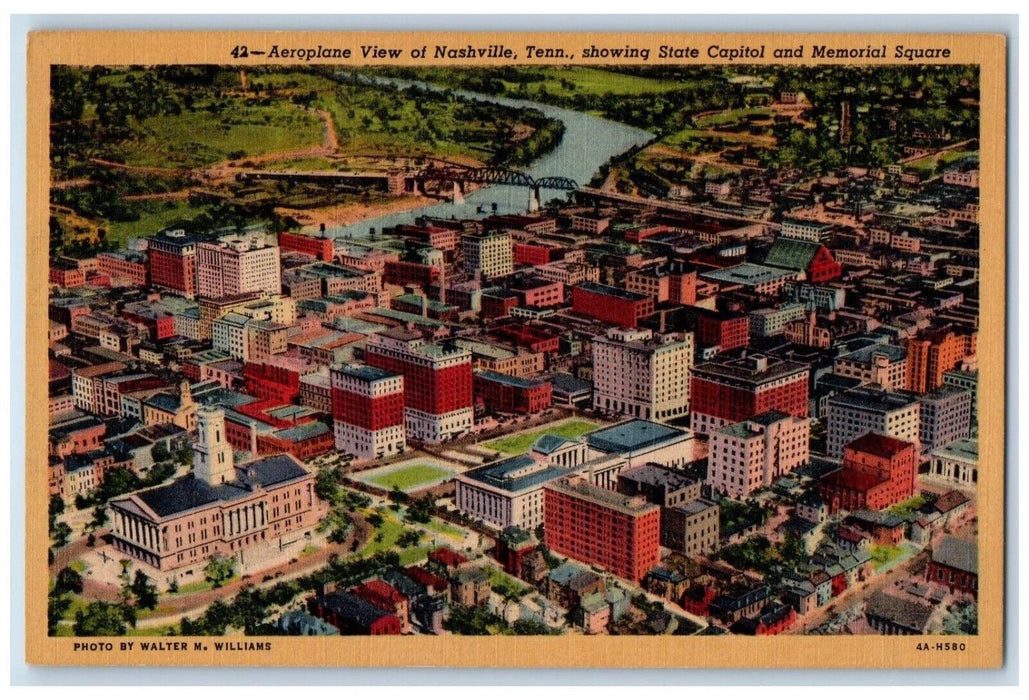 Aeroplane View Nashville Tennessee TN, Showing Capitol Memorial Square Postcard