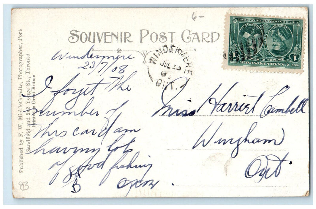 c1905 Boat Canoeing On Shadow River Lake Rosseau Muskoka Lakes Canada Postcard