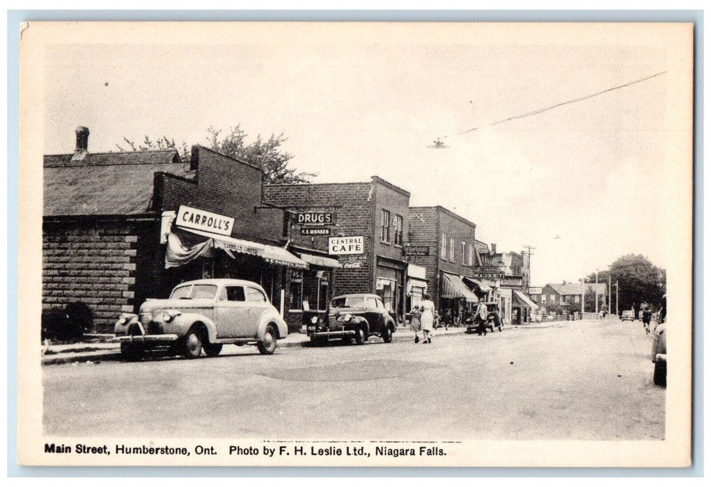 c1950's Cafe Drugstore, Mean Market Main St. Humberstone Ontario Canada Postcard