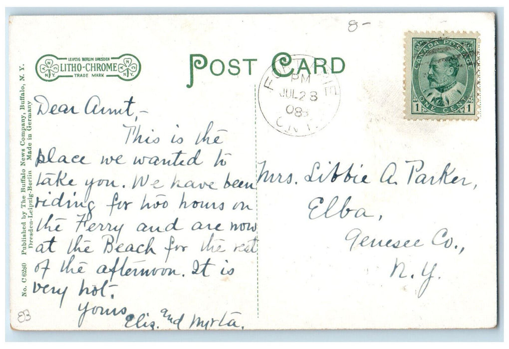 1908 Train, Fort Erie Ferry and Railway Fort Erie Ontario Canada Postcard