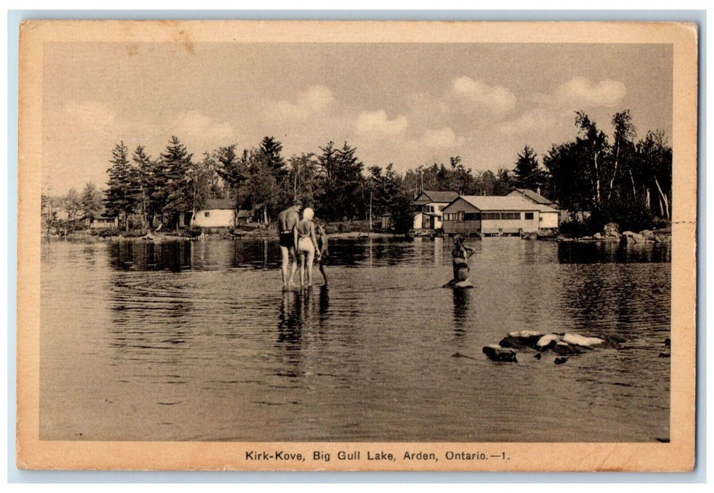 c1940's Kirk-Kove Big Gull Lake Arden Ontario Canada Vintage Posted Postcard