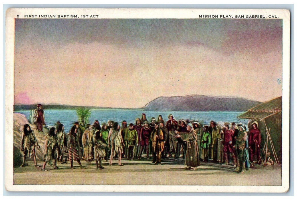 c1910's First Indian Baptist Mission Play San Gabriel California CA Postcard