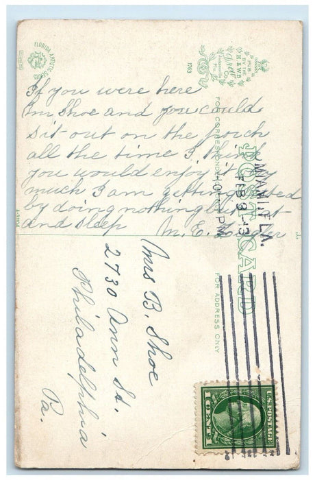1913 View Of Wild Ducks On A Florida River Miami FL Posted Antique Postcard