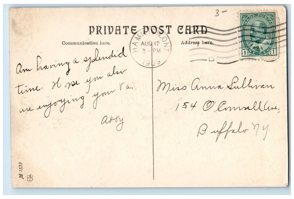 1909 City Hospital, Fountain and Entrance View, Hamilton Canada Postcard