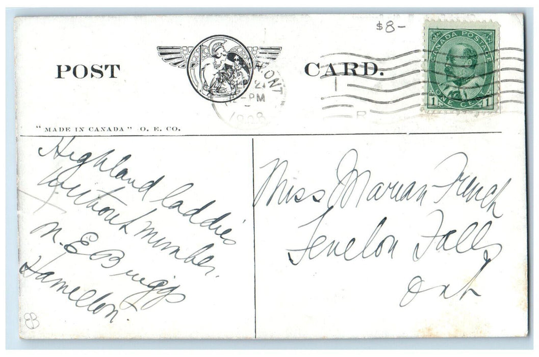 1908 Church Parade 91st Regiment Canadian Highlanders Hamilton Canada Postcard
