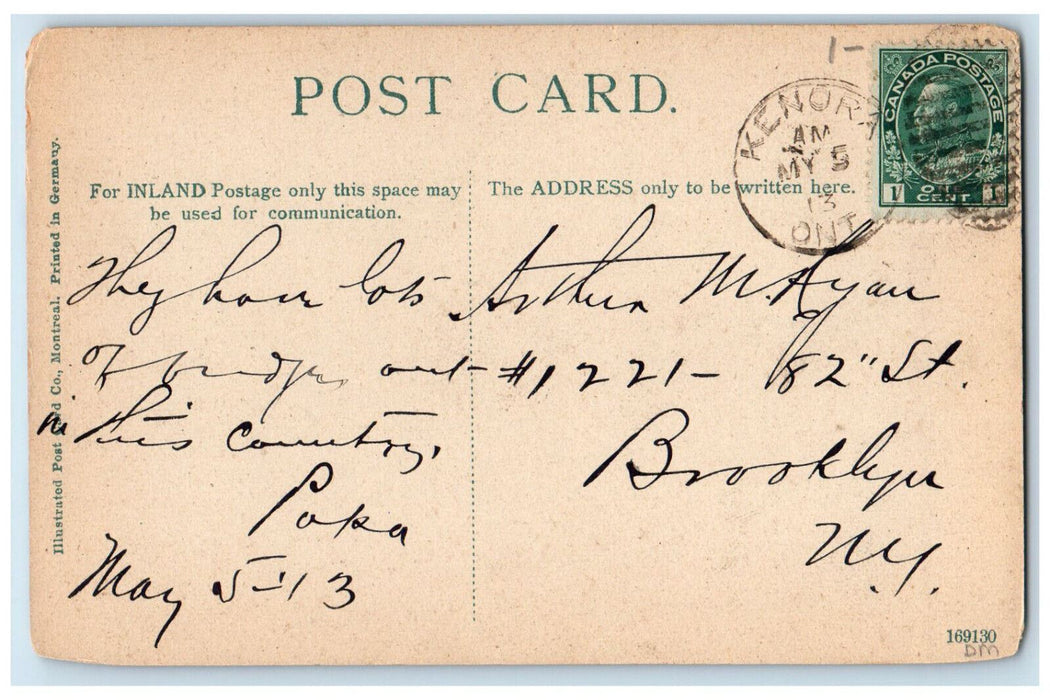 1913 Bridge Connecting Tunnel Island and Kenora Ontario Canada Postcard