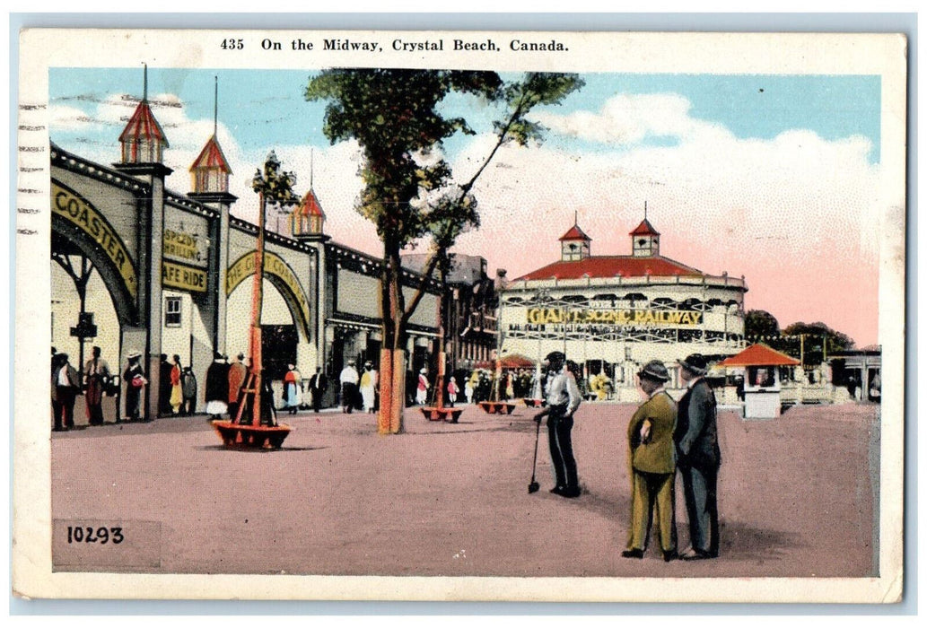 1922 Giant Coaster, Railway On The Midway Crystal Beach Canada Postcard