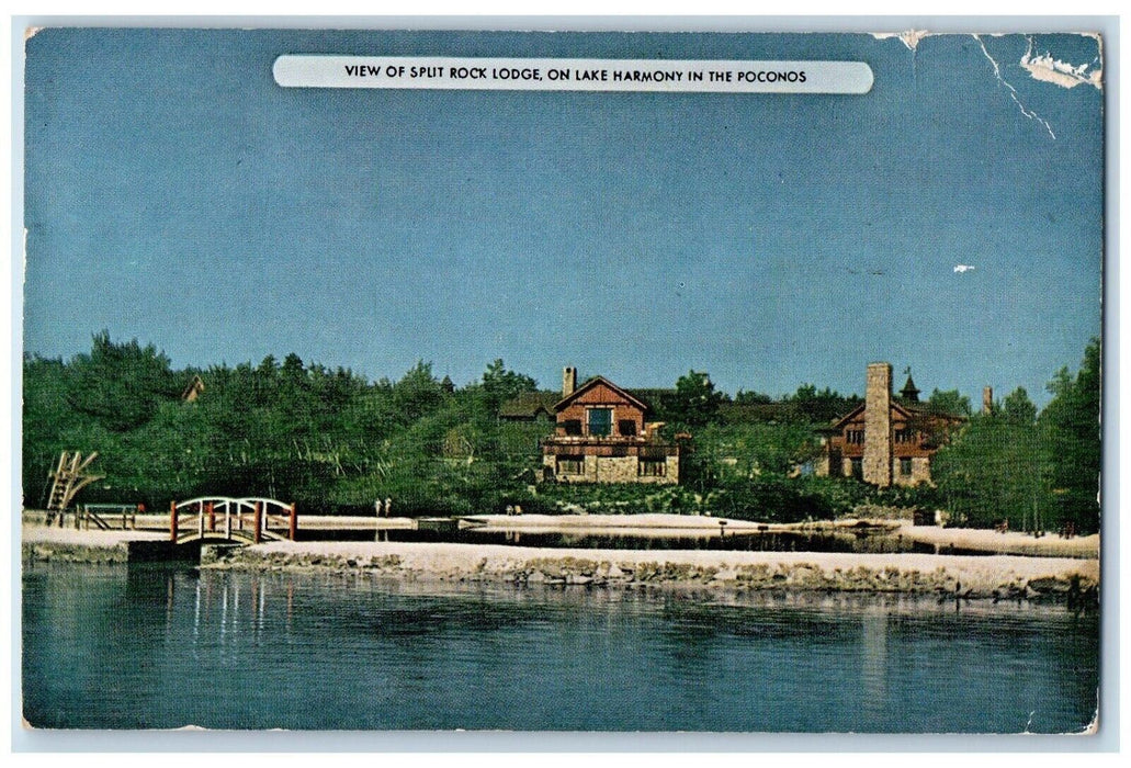 View Of Split Rock Lodge On Lake Harmony In The Poconos PA Vintage Postcard