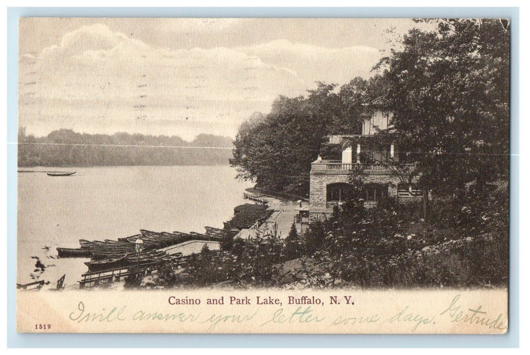 1906 Casino And Park Lake Canoe Boats Buffalo New York NY Antique Postcard