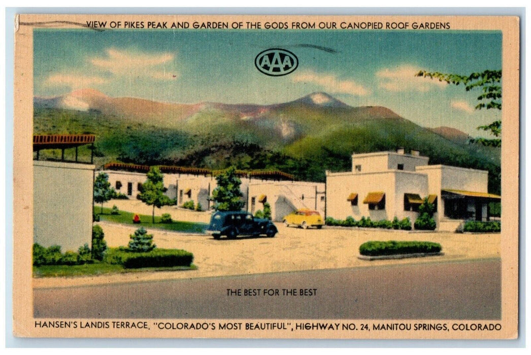 c1949 Hansens Landis Terrace Highway No. 24 Maintou Springs Colorado CO Postcard