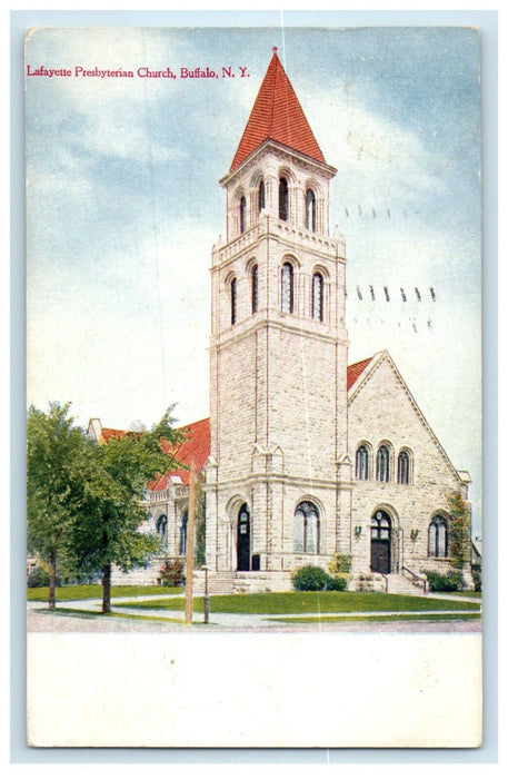1909 Lafayette Presbyterian Church Street View Buffalo New York NY Postcard