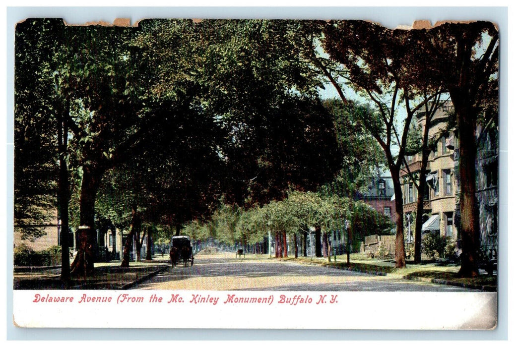 c1905 Delaware Avenue From The Mc. Kinley Monument Car Buffalo NY Postcard