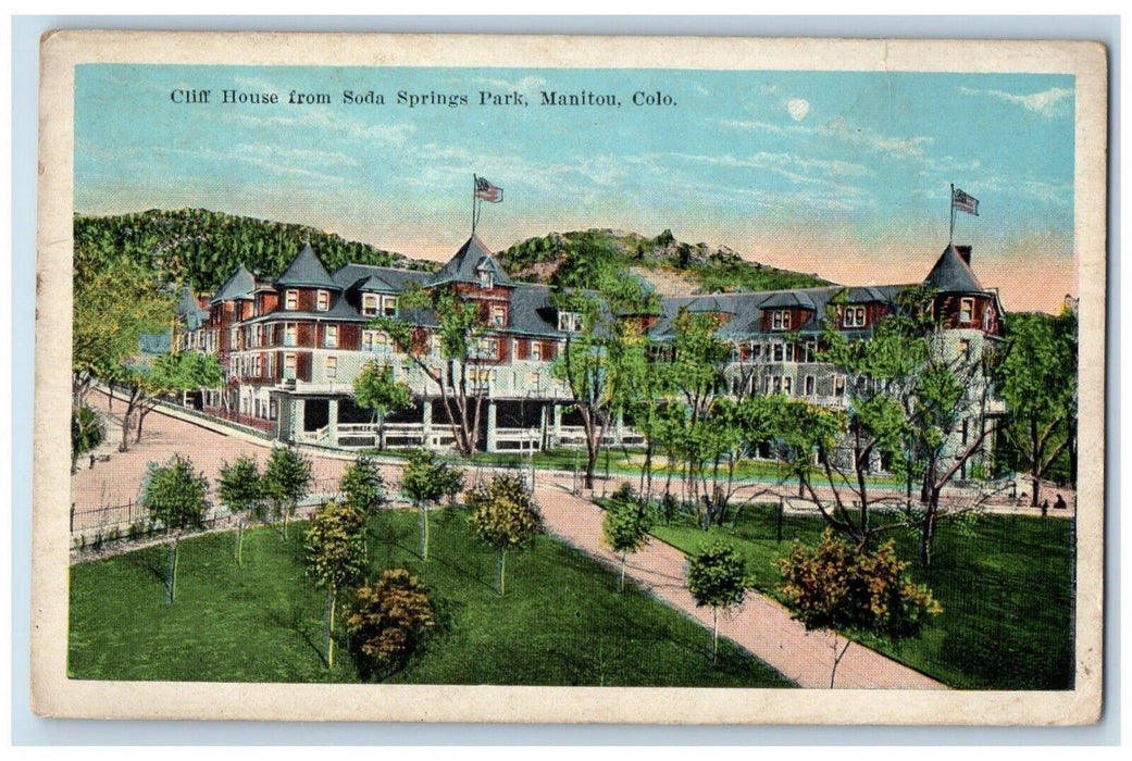 c1910 Cliff House from Soda Springs Park Manitou Colorado CO Antique Postcard