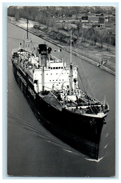 c1950's S.S Steamer Ship Manchester Liners Cargo England Canada Postcard