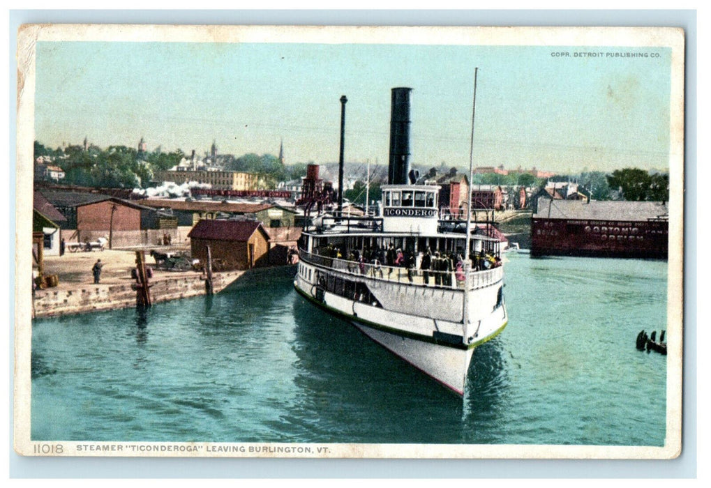 c1910s Steamers Ticonderoga Leaving Burlington Vermont VT Phostint Postcard