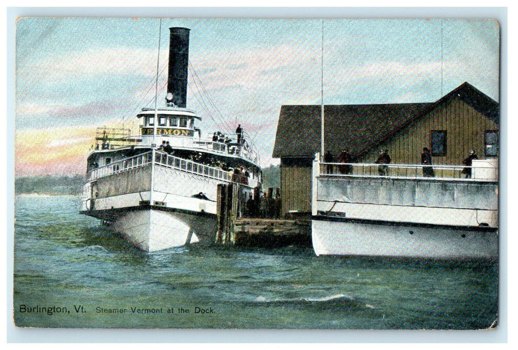 c1910s Steamer Vermont at the Dock, Burlington Vermont VT Unposted Postcard