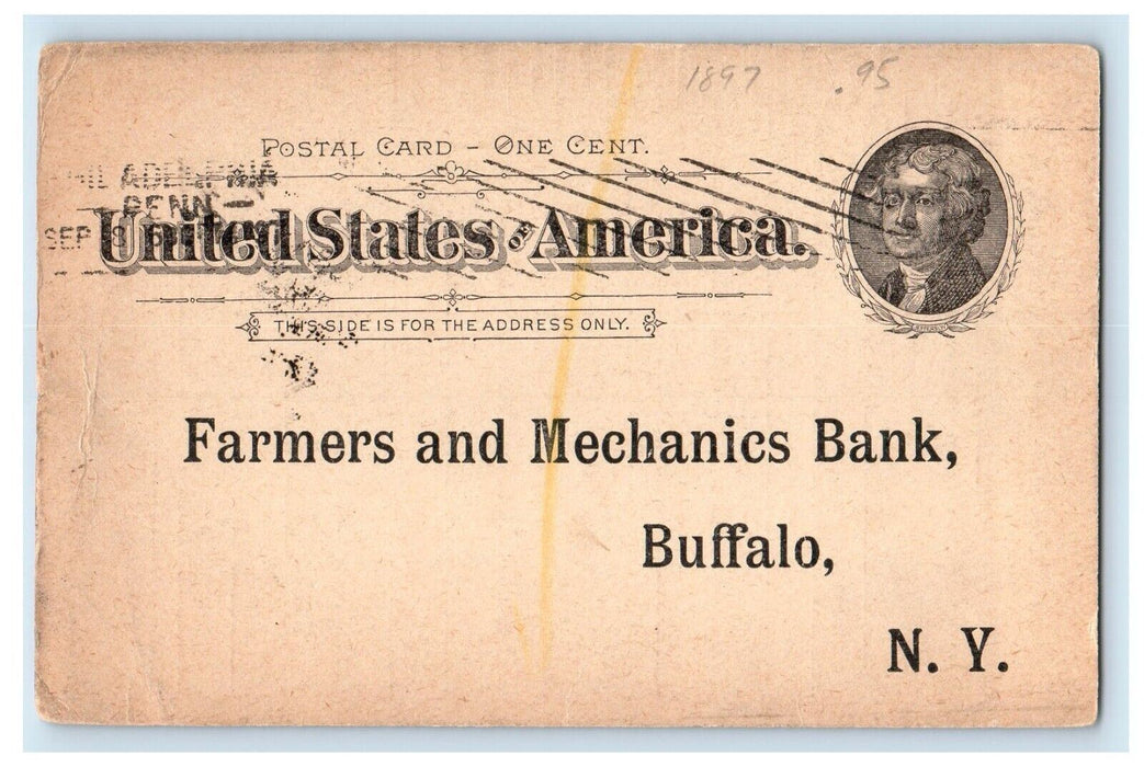 1897 Farmers And Mechanics Bank Collection Buffalo New York NY Postcard