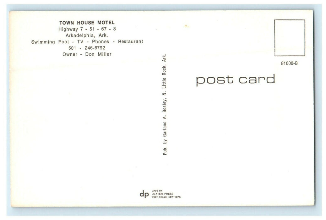 c1960's Town House Motel Downtown Highway 67 Arkadelphia Arkansas AK Postcard