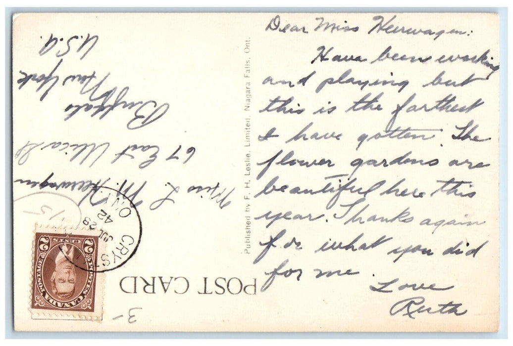 1942 Rock Garden Crystal Beach Ontario Canada Posted Vintage Postcard