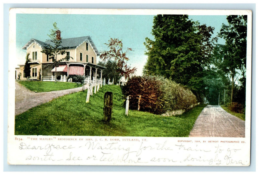 1905 "The Maples" Residence of JCR Dorr Rutland Vermont VT Postcard