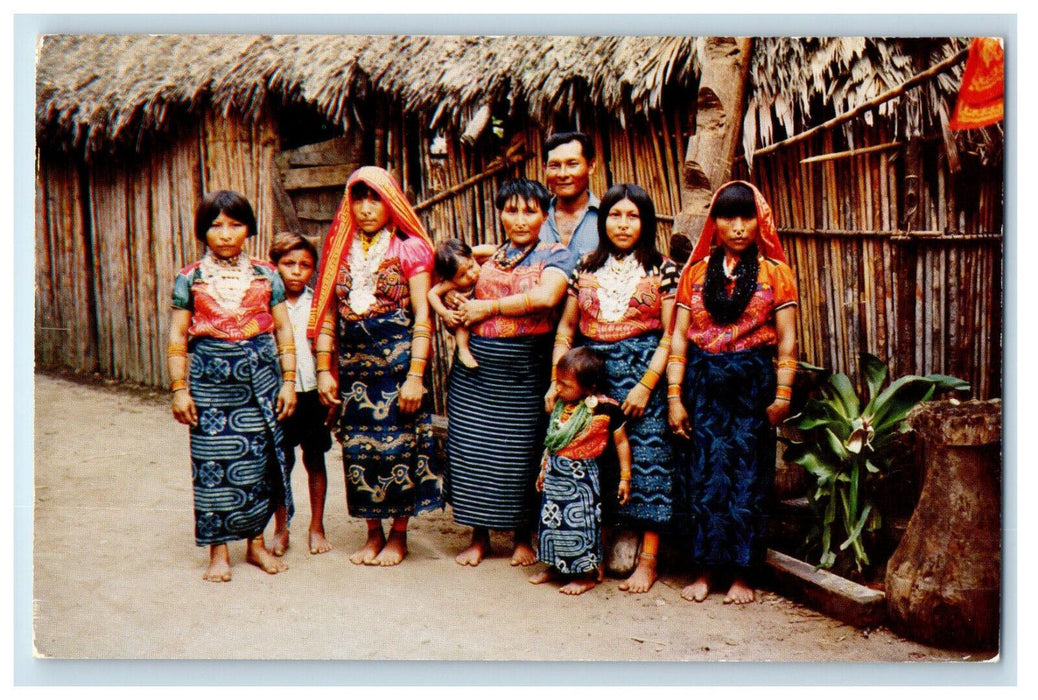 c1960's Typical Indian Family of San Blas Panama Unposted Vintage Postcard