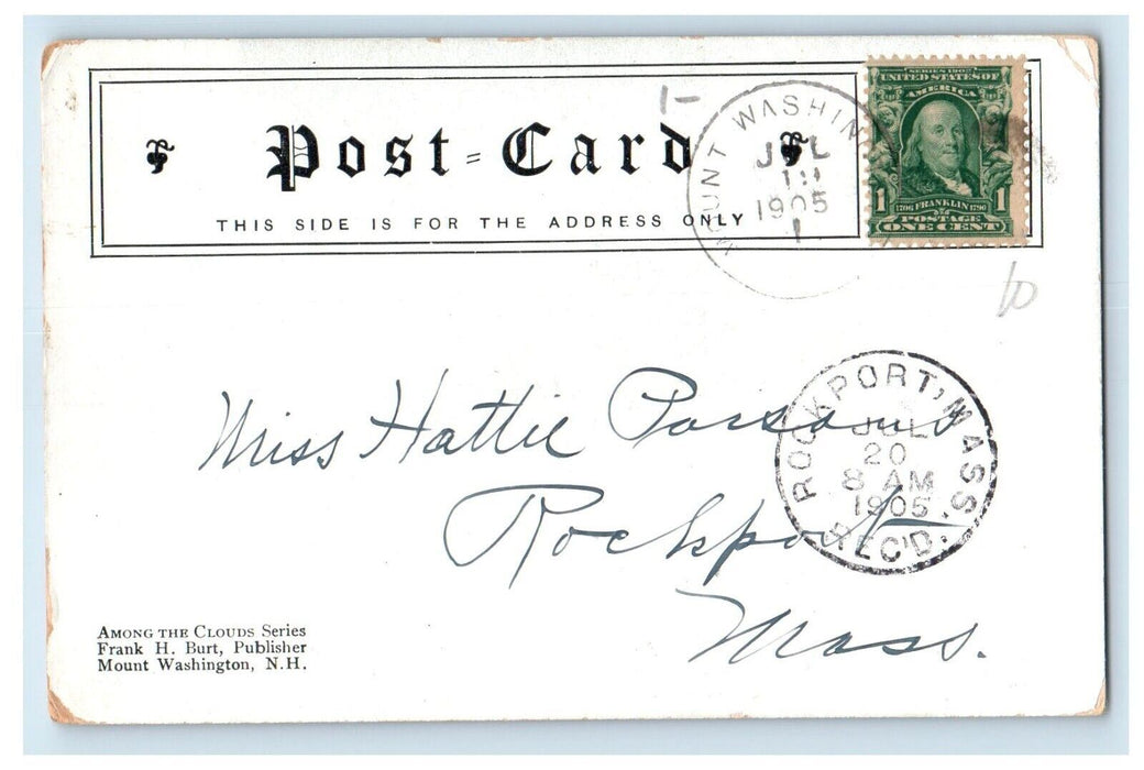 1905 Mount Washington NH, Railway Coldspring Hill Railroad Train Posted Postcard