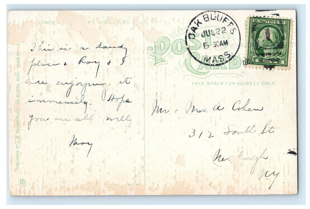 1914 Episcopal Church and Boat Landing, Oak Bluffs Massachusetts MA Postcard