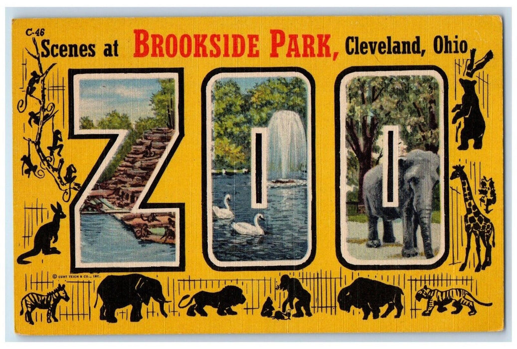 c1940's Scenes At Brookside Park Zoo Cleveland Ohio OH Posted Vintage Postcard