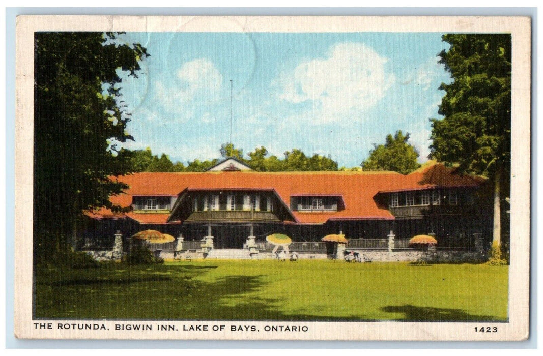 c1930's The Rotunda Bigwin Inn Lake Of Bays Ontario Canada Vintage Postcard